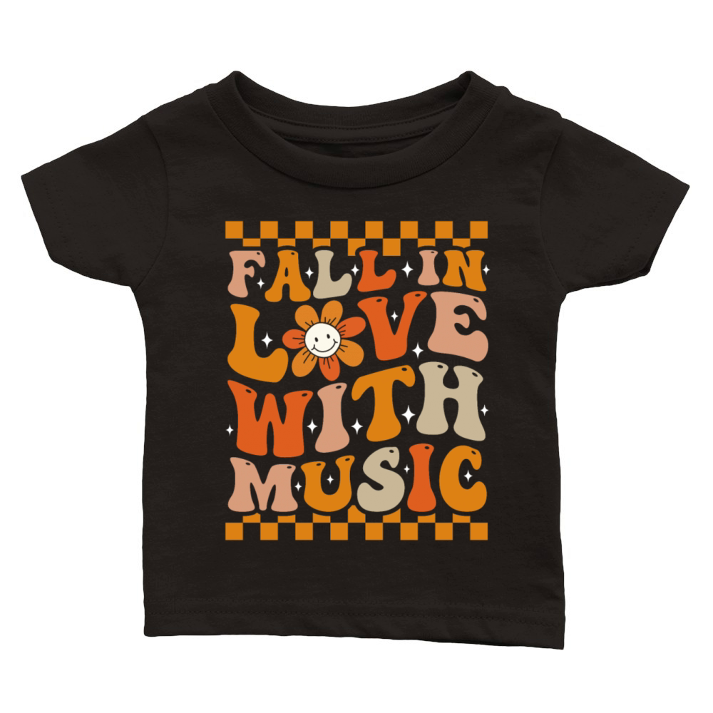 Fall In Love With Music Groovy Music Lover Classic Baby Crewneck T-shirt