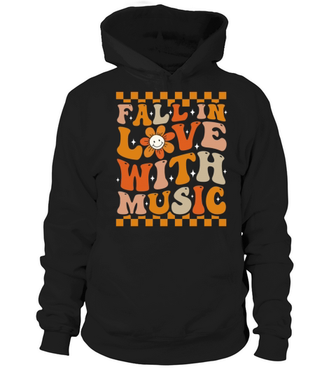 Fall In Love With Music Groovy Music Lover Hoodie Unisex