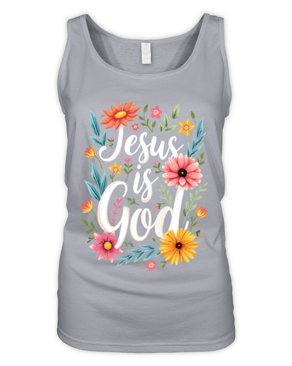 Jesus Is God Flower Floral - Christian Quote Organic Women's Tank Top
