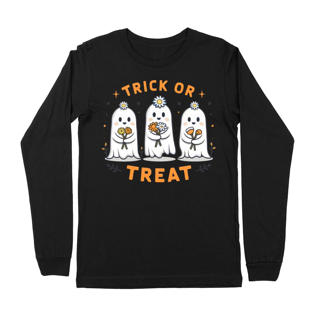 3 Ghosts Cute Halloween Trick or Treat Premium Long Sleeve