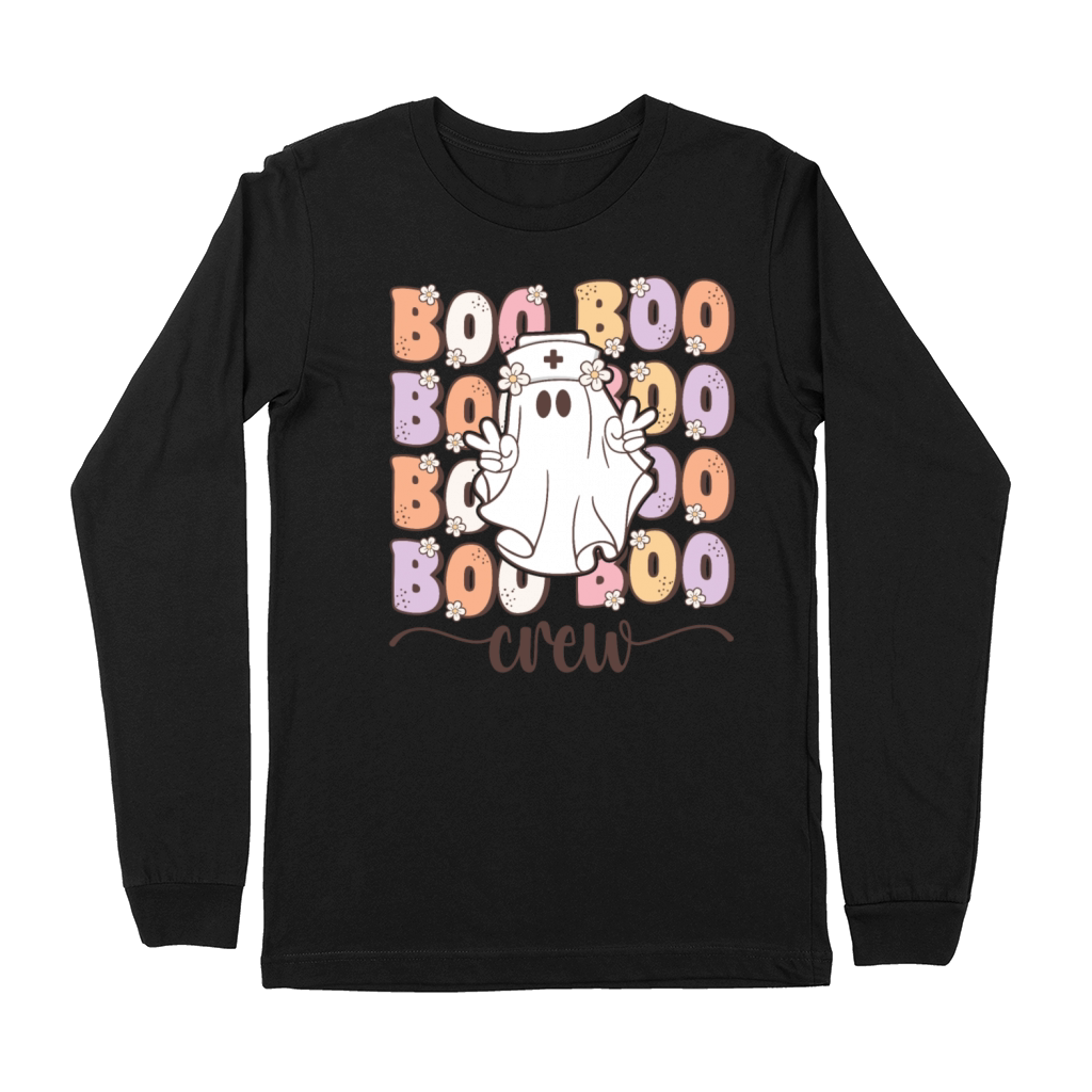 Boo Boo Crew Groovy Halloween Nurse Premium Long Sleeve