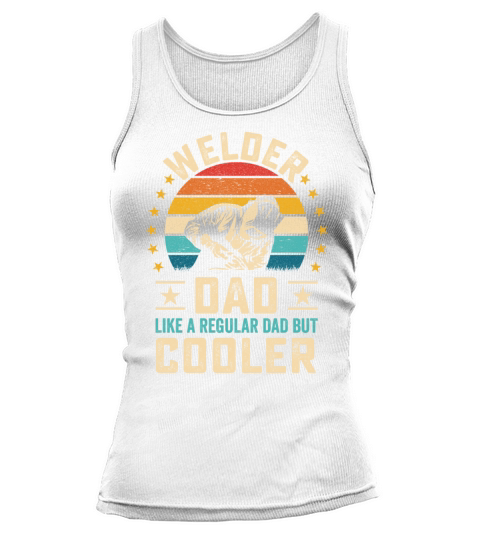 Cool welder dad quote with retro sunset welding Tank top Woman