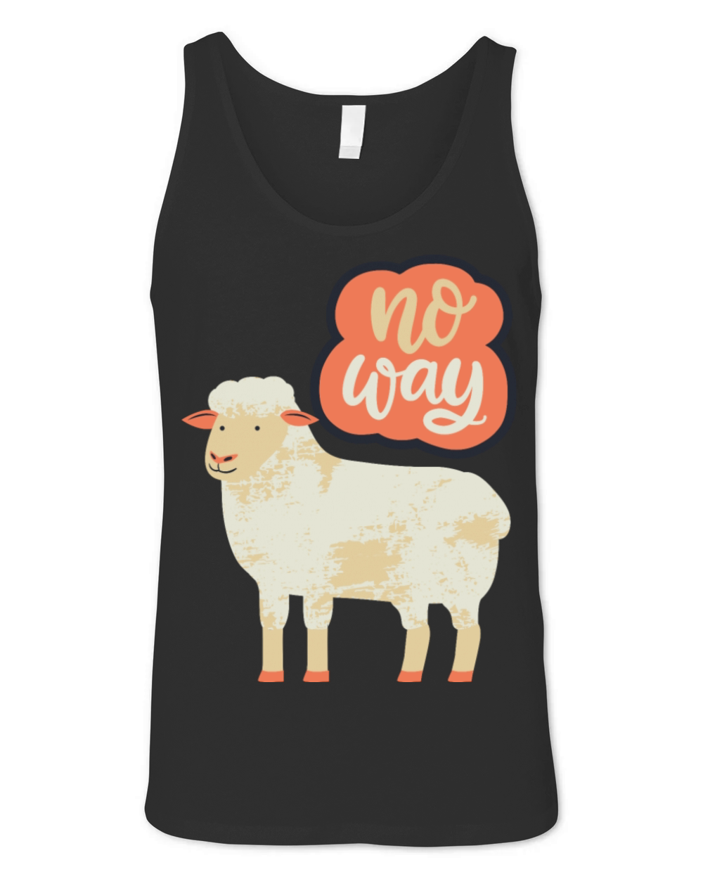No Way Funny Lamb Sheep Illustration Print Unisex Jersey Tank