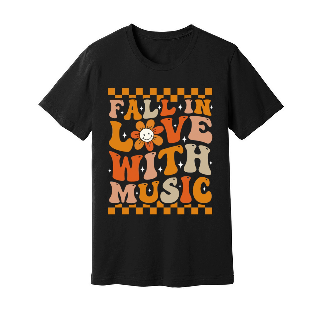 Fall In Love With Music Groovy Music Lover Unisex Jersey Tee