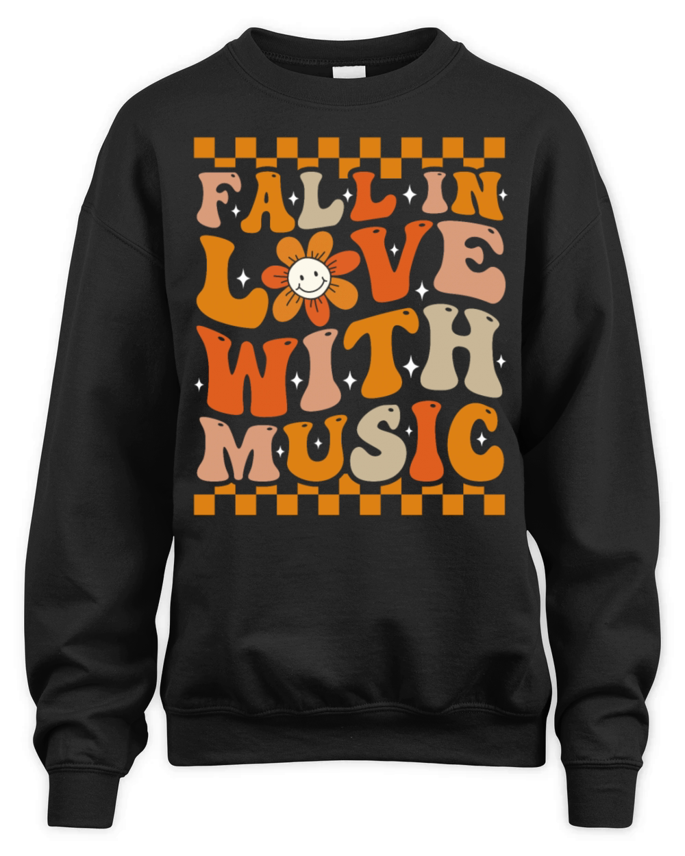 Fall In Love With Music Groovy Music Lover Unisex Premium Crewneck Sweatshirt