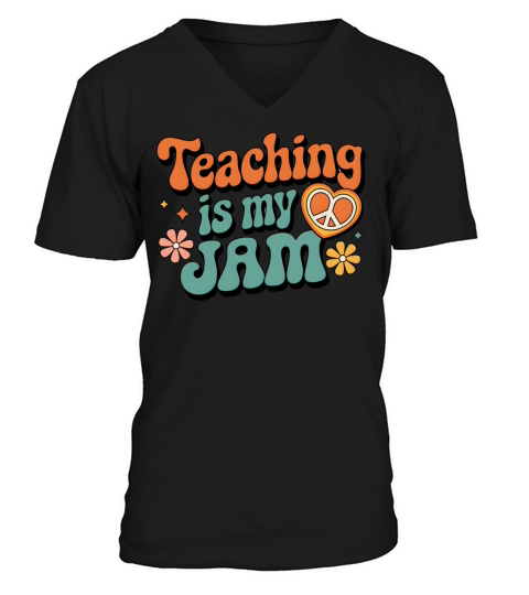quotes Teaching is my jam V-Neck T-shirt