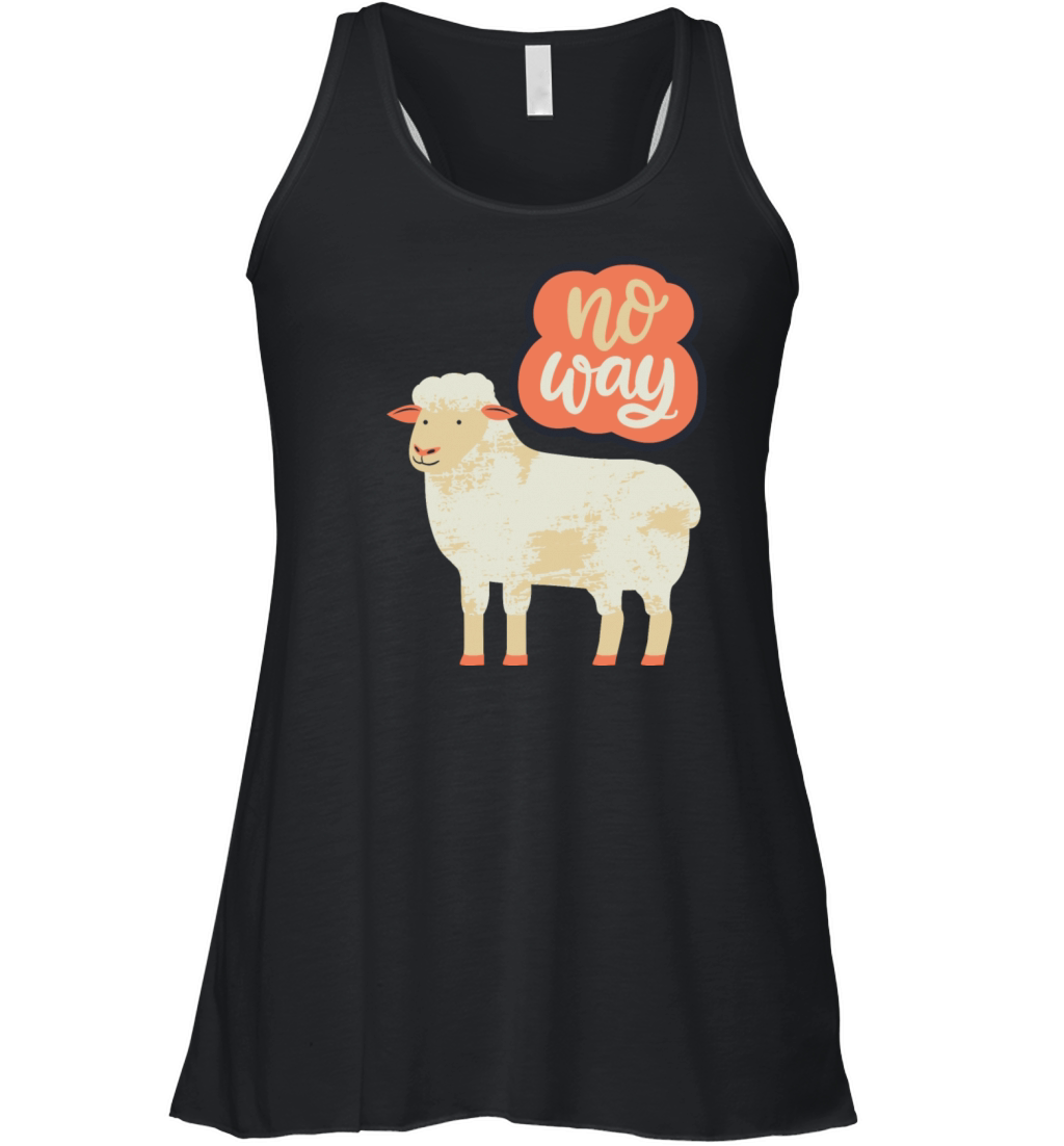 No Way Funny Lamb Sheep Illustration Print Women's Flowy Tank Top