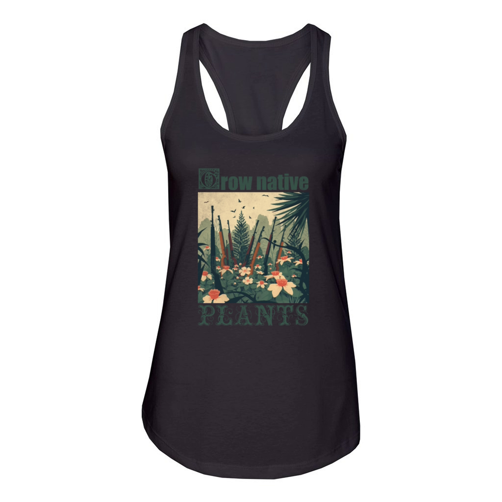 Grow native plants vintage guns Women's Racerback Tank