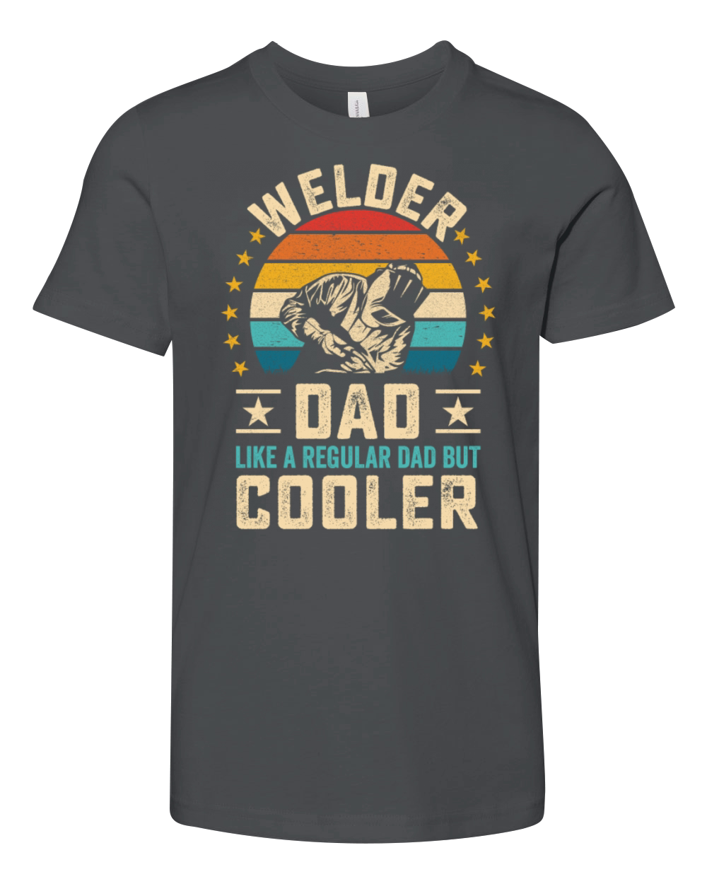 Cool welder dad quote with retro sunset welding Youth Unisex Jersey Tee