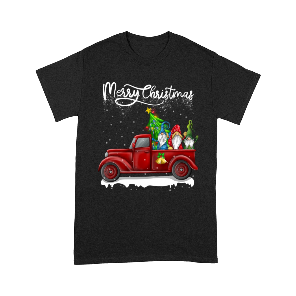 Merry Christmas Vintage Red Truck Gnomes Comfort T-shirt