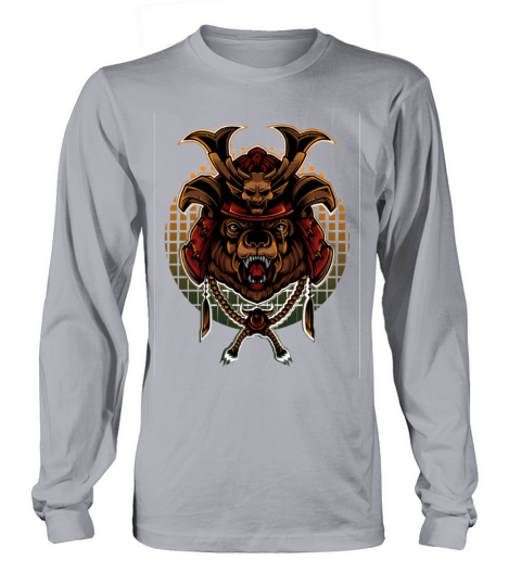 The illustration depicts a fierce-looking bear Long sleeved Unisex
