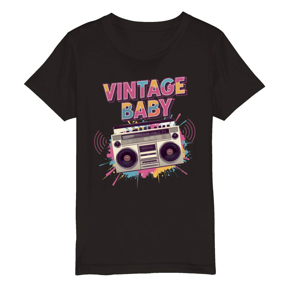 Vintage Baby Radio Organic Kids Crewneck T-shirt