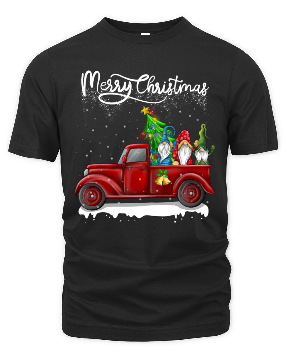 Merry Christmas Vintage Red Truck Gnomes Organic Unisex T-shirt