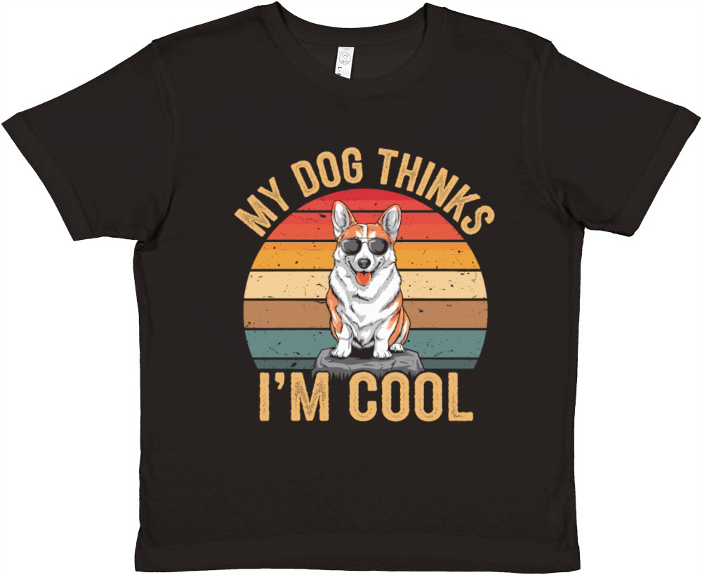 Corgi My Dog Thinks Im Cool Premium Kids Crewneck T-shirt