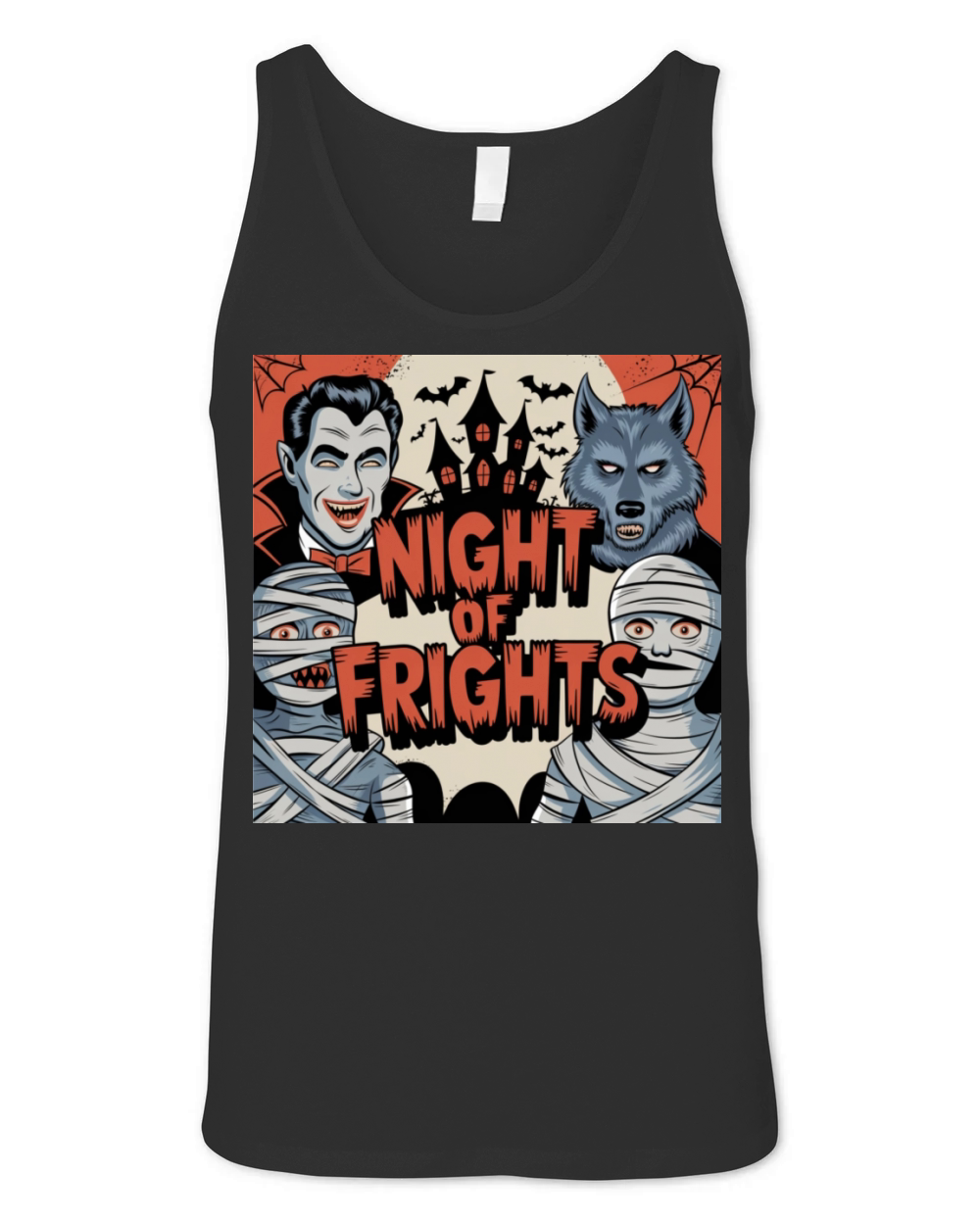 a retro themed halloween t shirt with a vintage c Unisex Jersey Tank