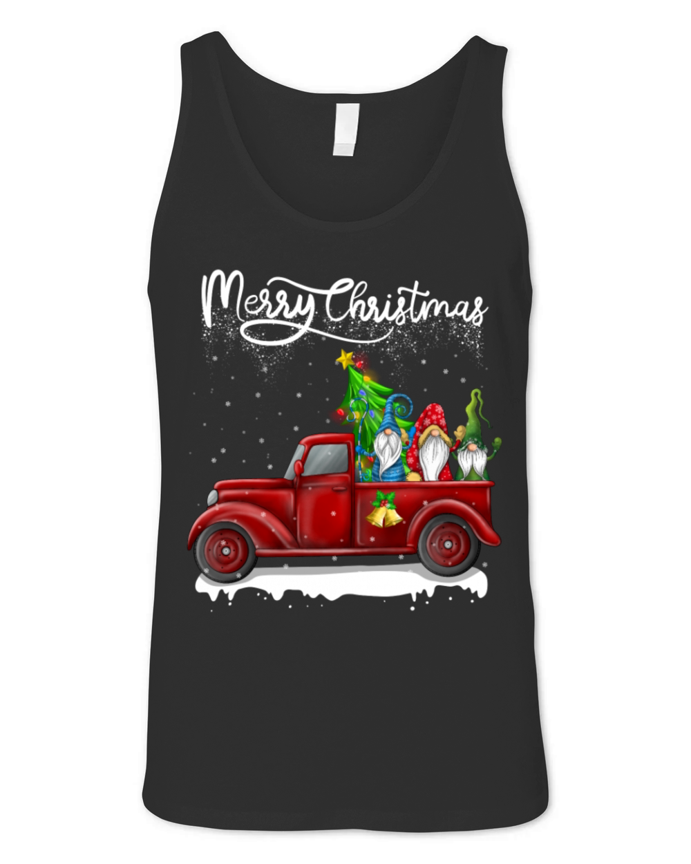 Merry Christmas Vintage Red Truck Gnomes Unisex Jersey Tank