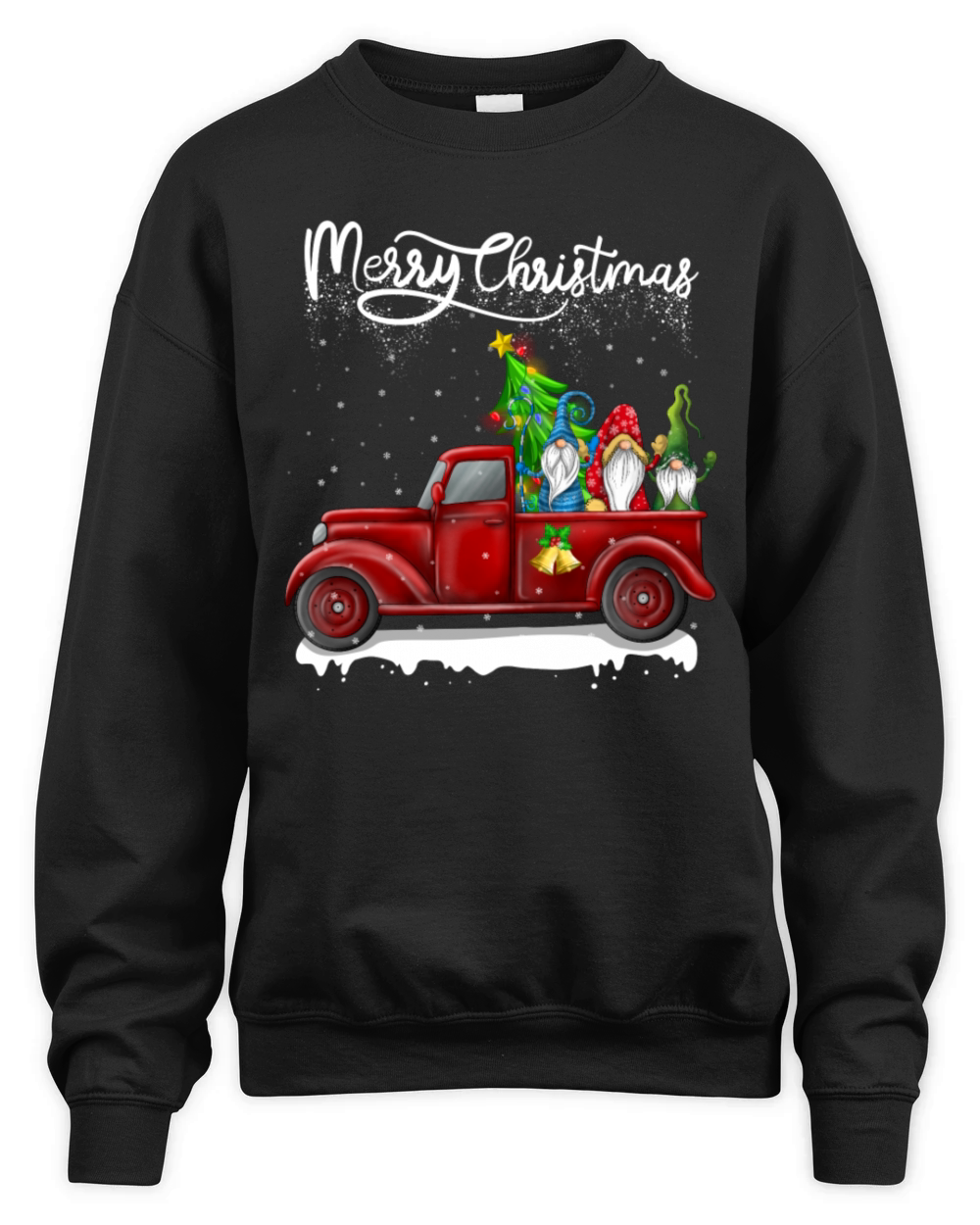 Merry Christmas Vintage Red Truck Gnomes Unisex Premium Crewneck Sweatshirt