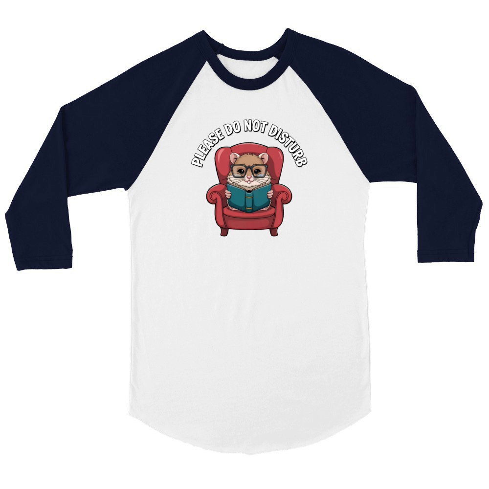 Book Lover Hamster Unisex ¾ sleeve Raglan T-shirt
