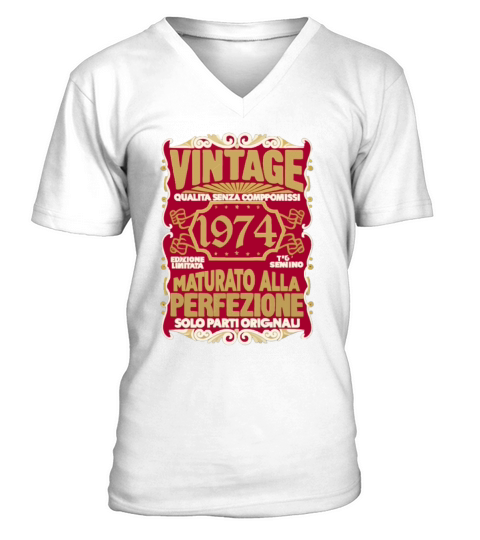 50 Compleanno 50 Uomo Anni Retro Vintage 1974 Reg V-Neck T-shirt