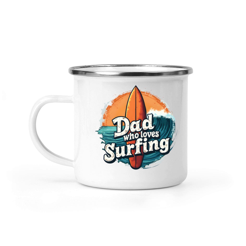 Vintage Surfboard Graphic for Surfing Dads Camping Mug