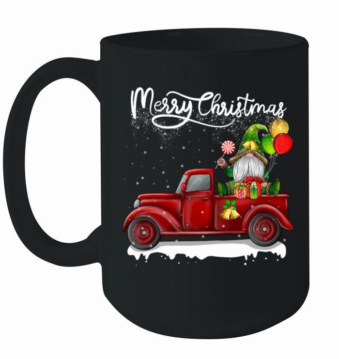 Merry Christmas Vintage Red Truck Gnome Ceramic Mug