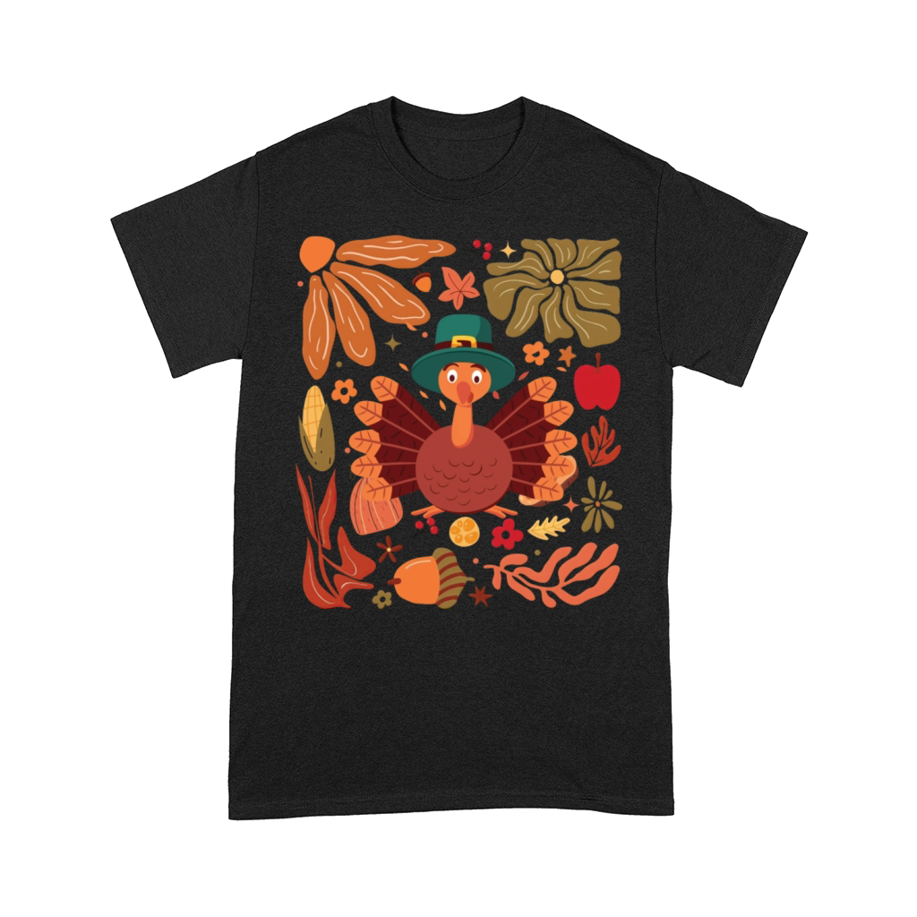 Boho Floral Turkey Funny Thanksgiving Autumns Fall Comfort T-shirt