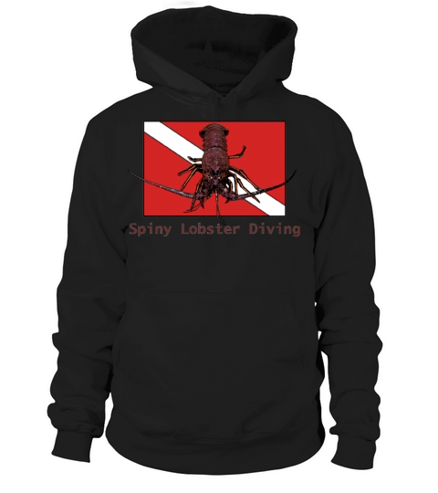 Spiny Lobster Diving with Red Diver Down Flag URM Hoodie Unisex