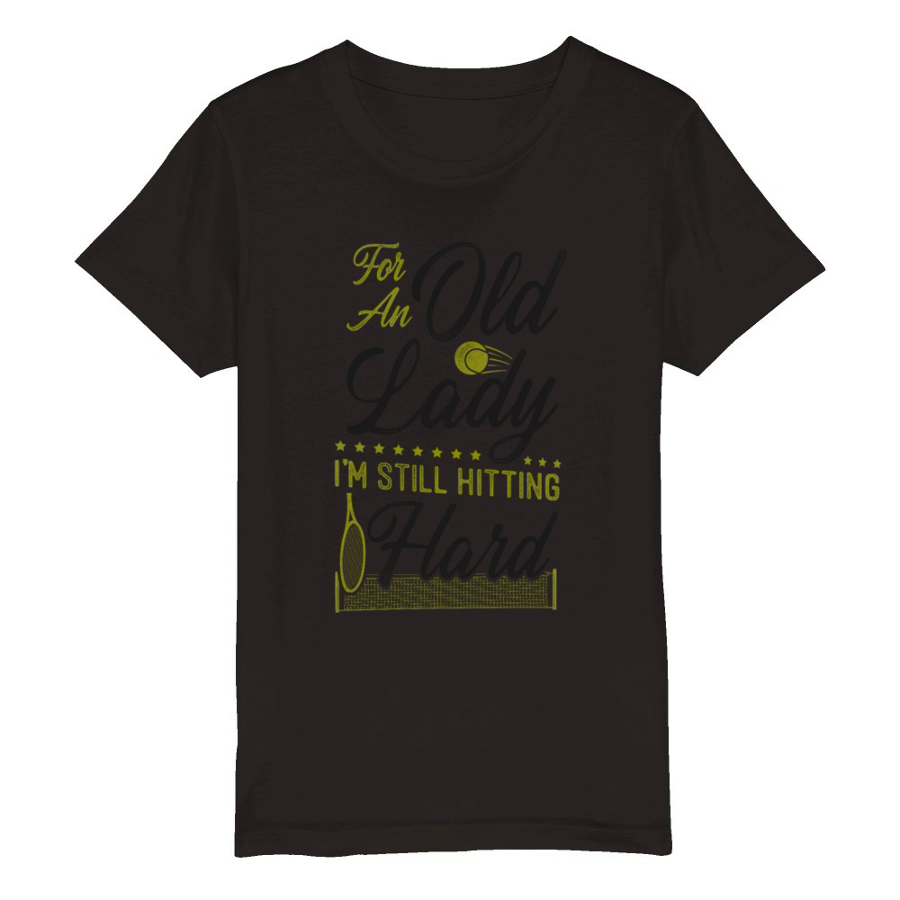 Funny Tennis Player Racket Grandma Organic Kids Crewneck T-shirt