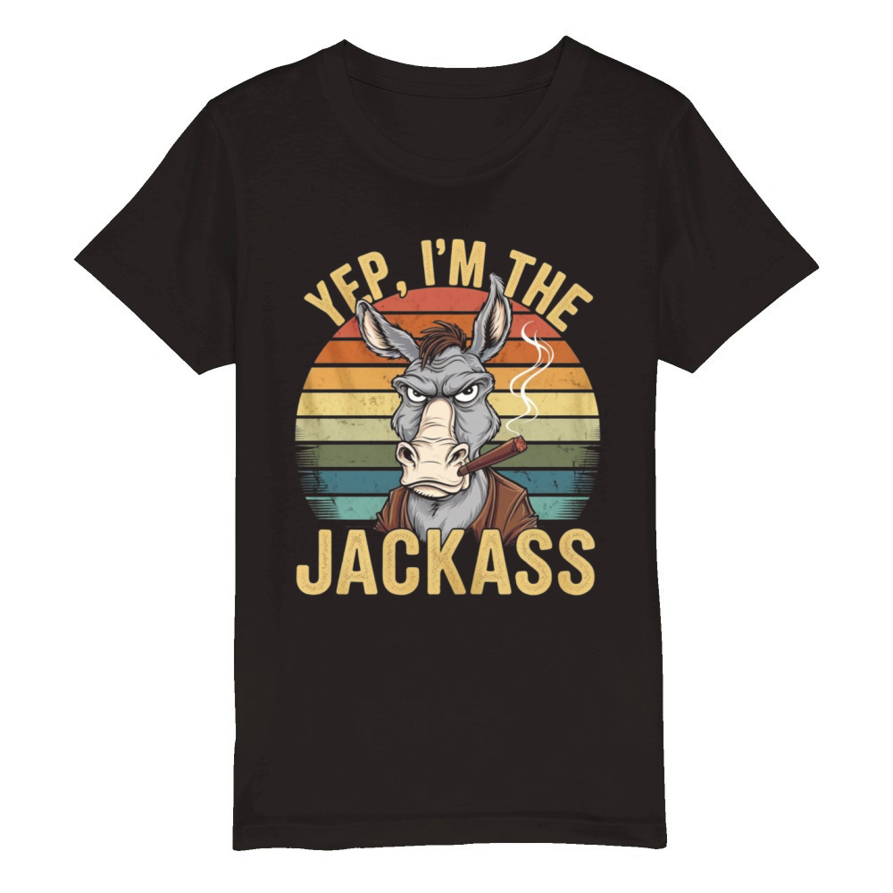 Yep I m The Jackass Funny Vintage Halloween donkey Organic Kids Crewneck T-shirt