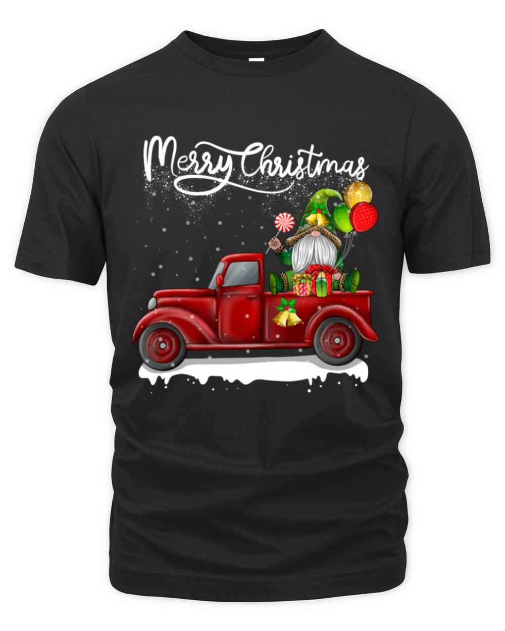 Merry Christmas Vintage Red Truck Gnome Organic Unisex T-shirt