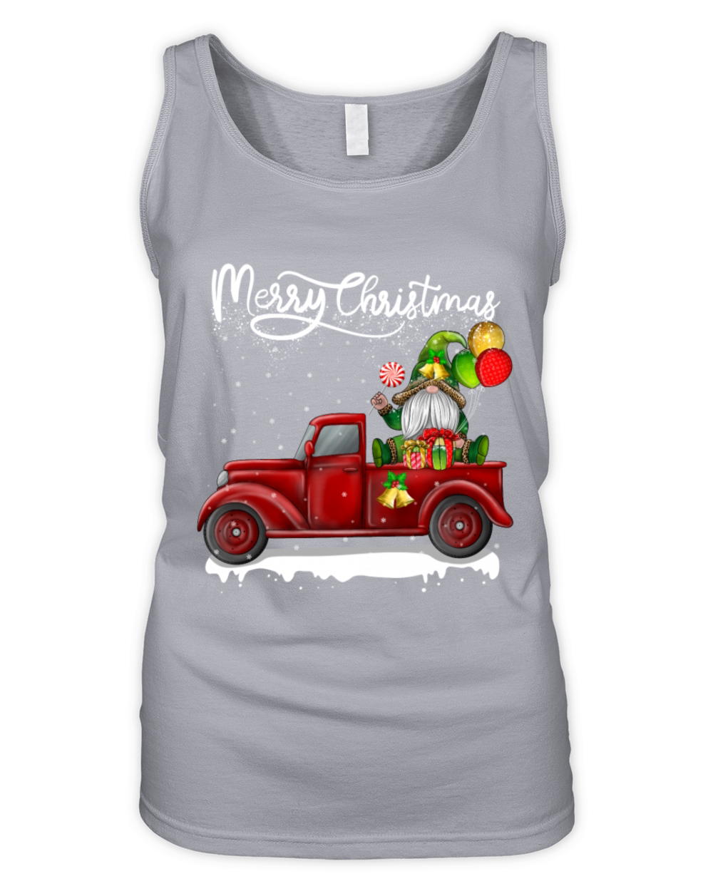 Merry Christmas Vintage Red Truck Gnome Organic Women's Tank Top