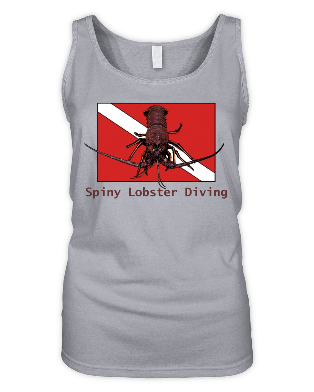 Spiny Lobster Diving with Red Diver Down Flag URM Organic Women's Tank Top