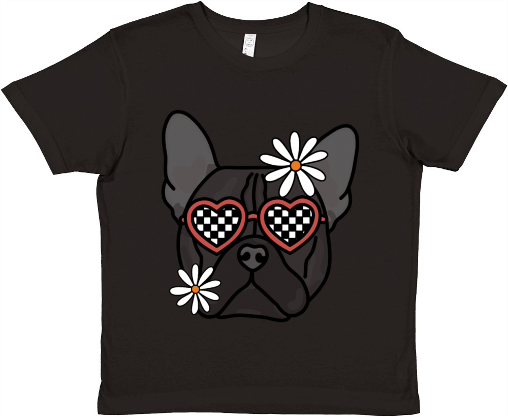 French Bulldog Black Retro Dog Premium Kids Crewneck T-shirt
