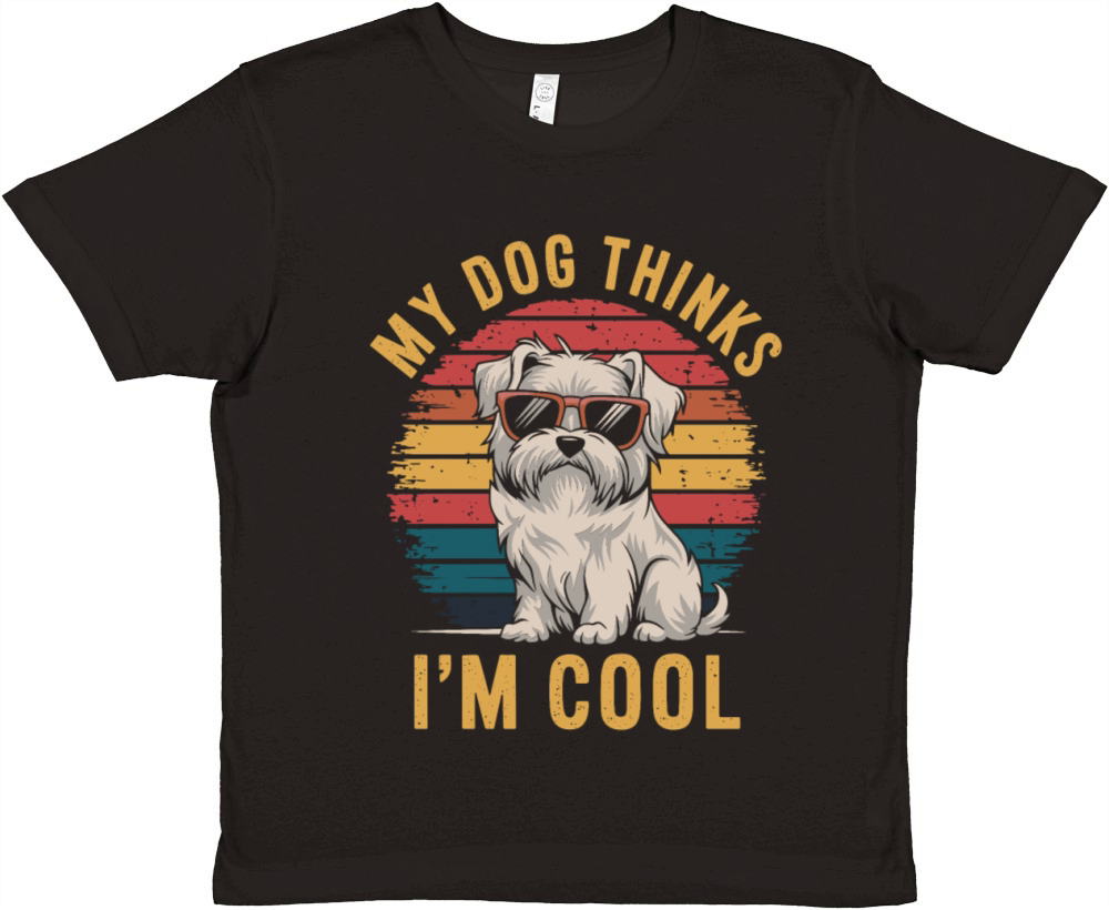 Maltese Dog My Dog Thinks Im Cool Premium Kids Crewneck T-shirt