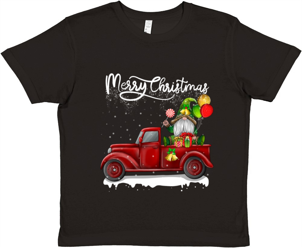 Merry Christmas Vintage Red Truck Gnome Premium Kids Crewneck T-shirt