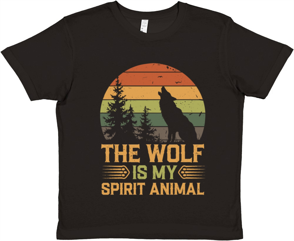 The Wolf Is My Spirit Animal Howling Wolf Premium Kids Crewneck T-shirt