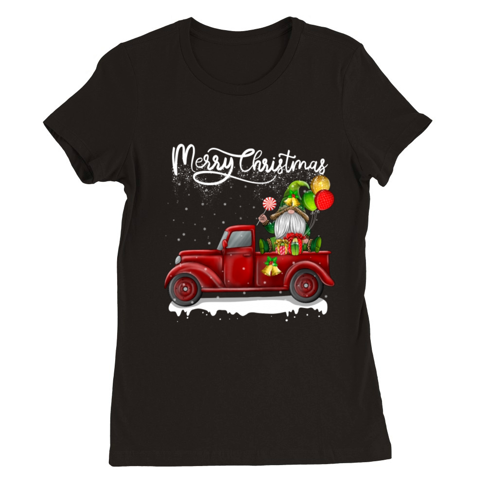 Merry Christmas Vintage Red Truck Gnome Premium Womens Crewneck T-shirt