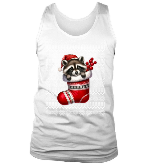 Vintage Raccoon Santa Hat Christmas Pajama Raccoon Tank Top Unisex
