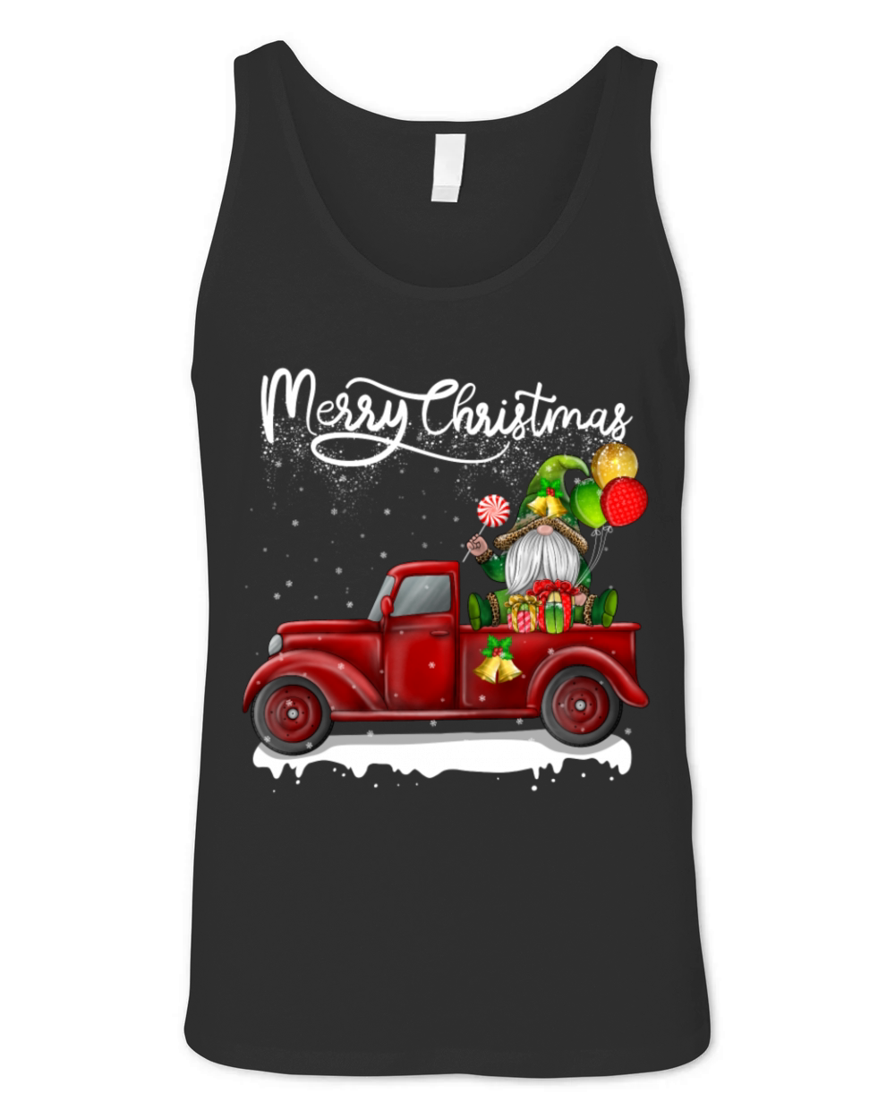 Merry Christmas Vintage Red Truck Gnome Unisex Jersey Tank