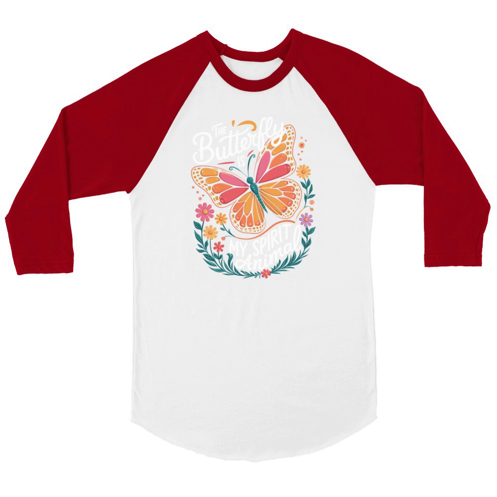 The Butterfly Is My Spirit Animal Unisex ¾ sleeve Raglan T-shirt