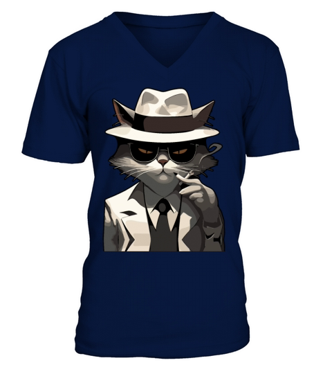 Cool Cat Noir Suave and Mysterious Feline V-Neck T-shirt