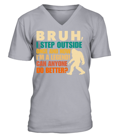 Funny Bigfoot Bruh Sasquatch Sarcastic Humor V-Neck T-shirt