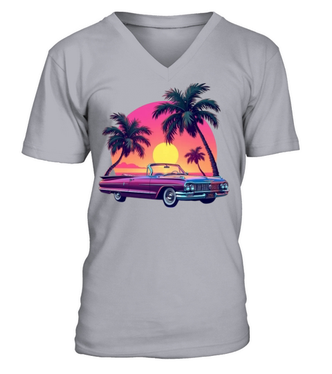 Vintage car beach vibe V-Neck T-shirt