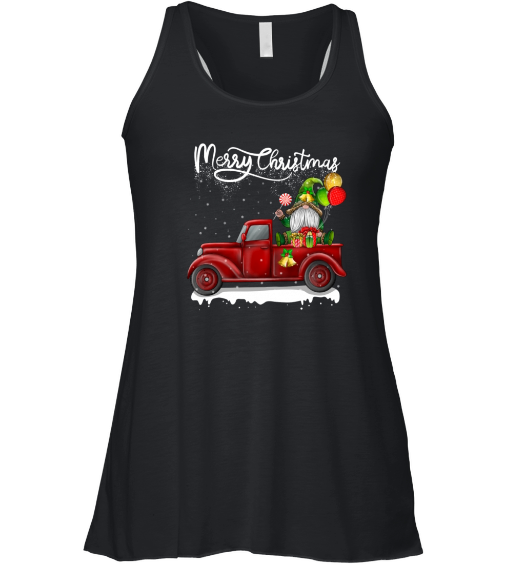 Merry Christmas Vintage Red Truck Gnome Women's Flowy Tank Top