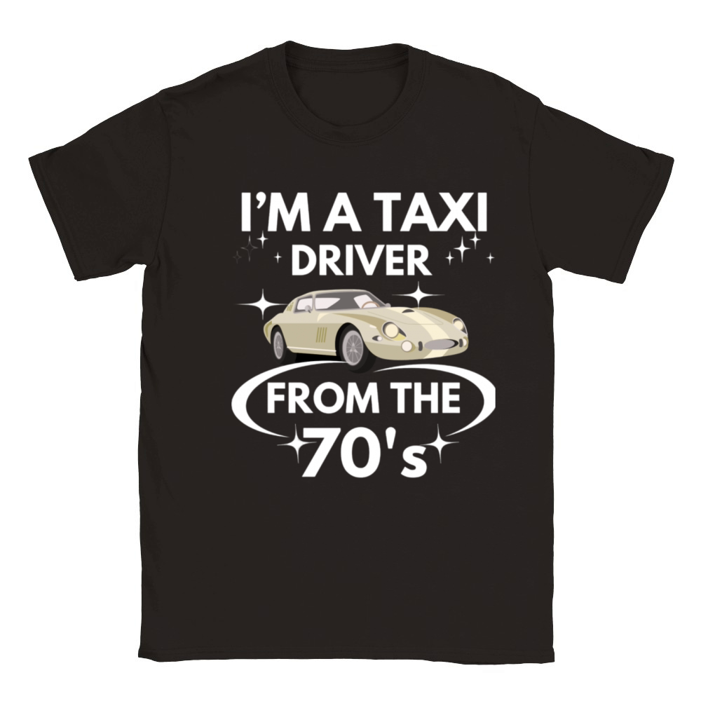 Funny Taxi Driver Old Antique Car 70s Vintage Cab Classic Kids Crewneck T-shirt