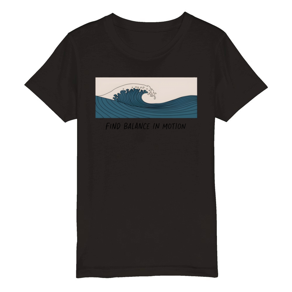 Find Balance In Motion Minimal Sea Wave Organic Kids Crewneck T-shirt