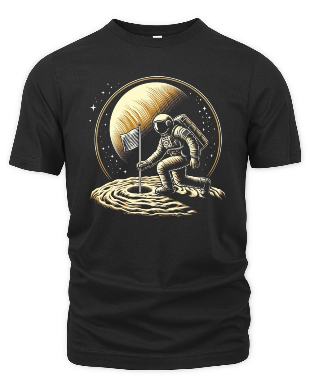 Retro Astronaut on Planet Space Adventure 3 Organic Unisex T-shirt