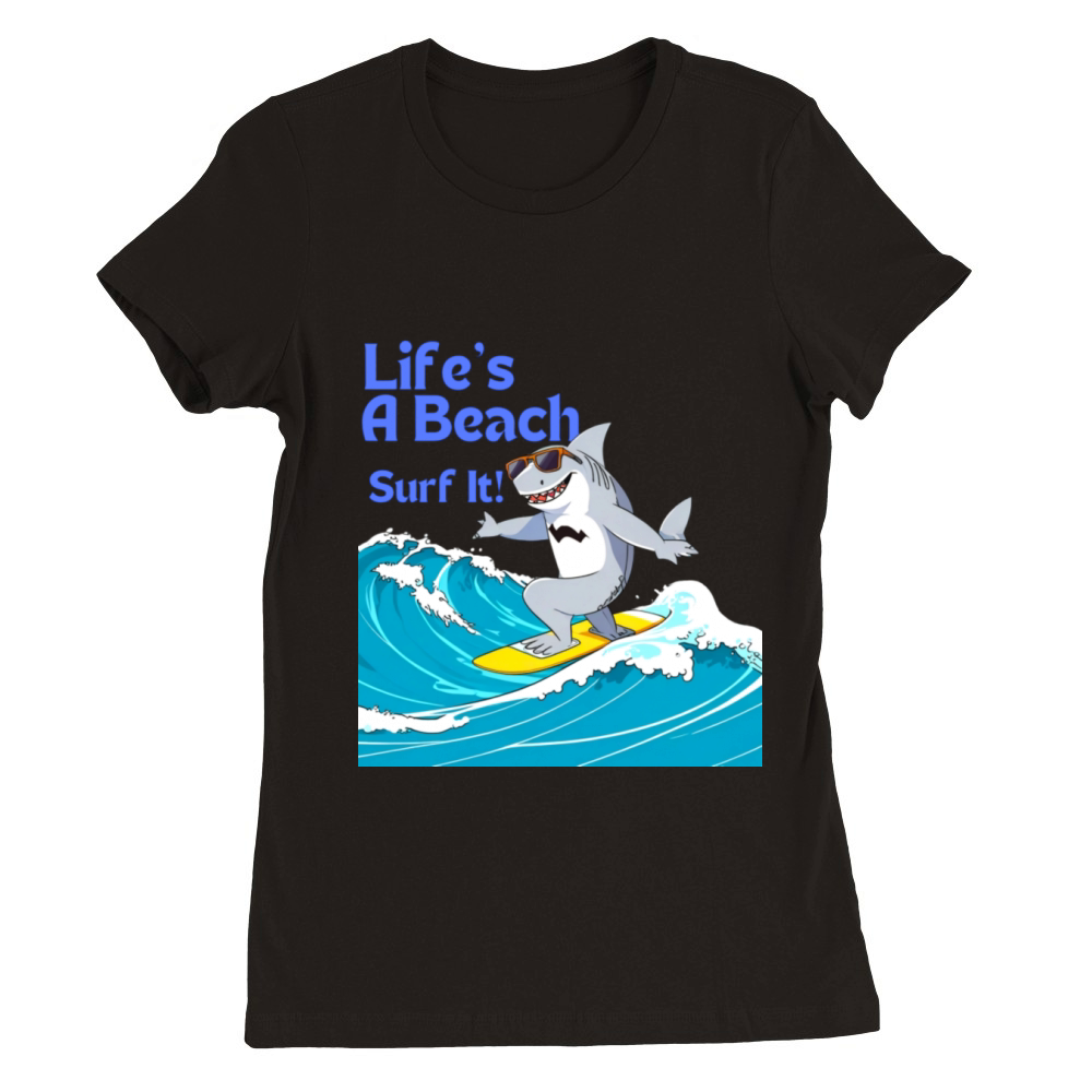 Surfer Shark Design Premium Womens Crewneck T-shirt