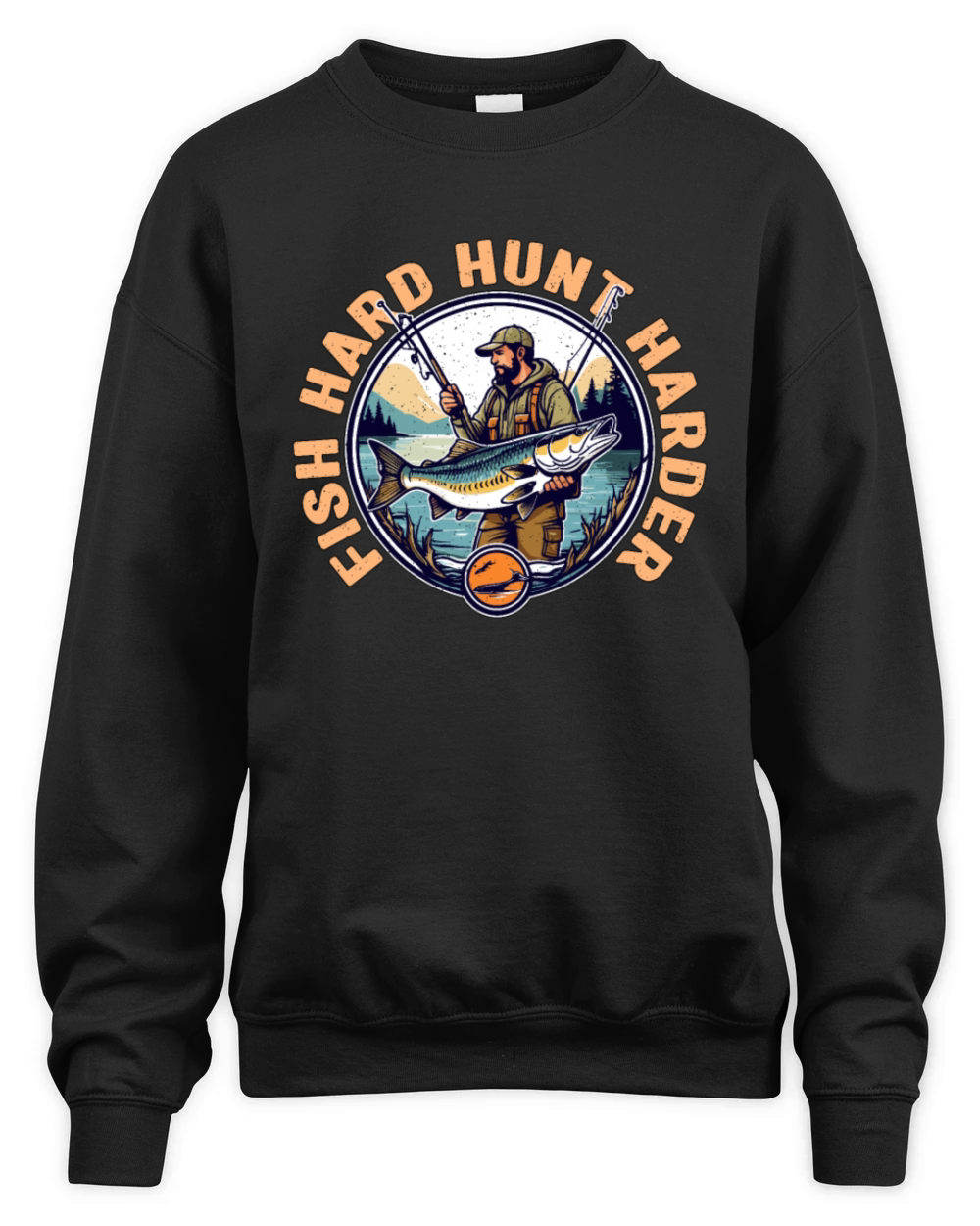 Fishing And Hunting Fish Hard Hunt Nature Lover Unisex Premium Crewneck Sweatshirt