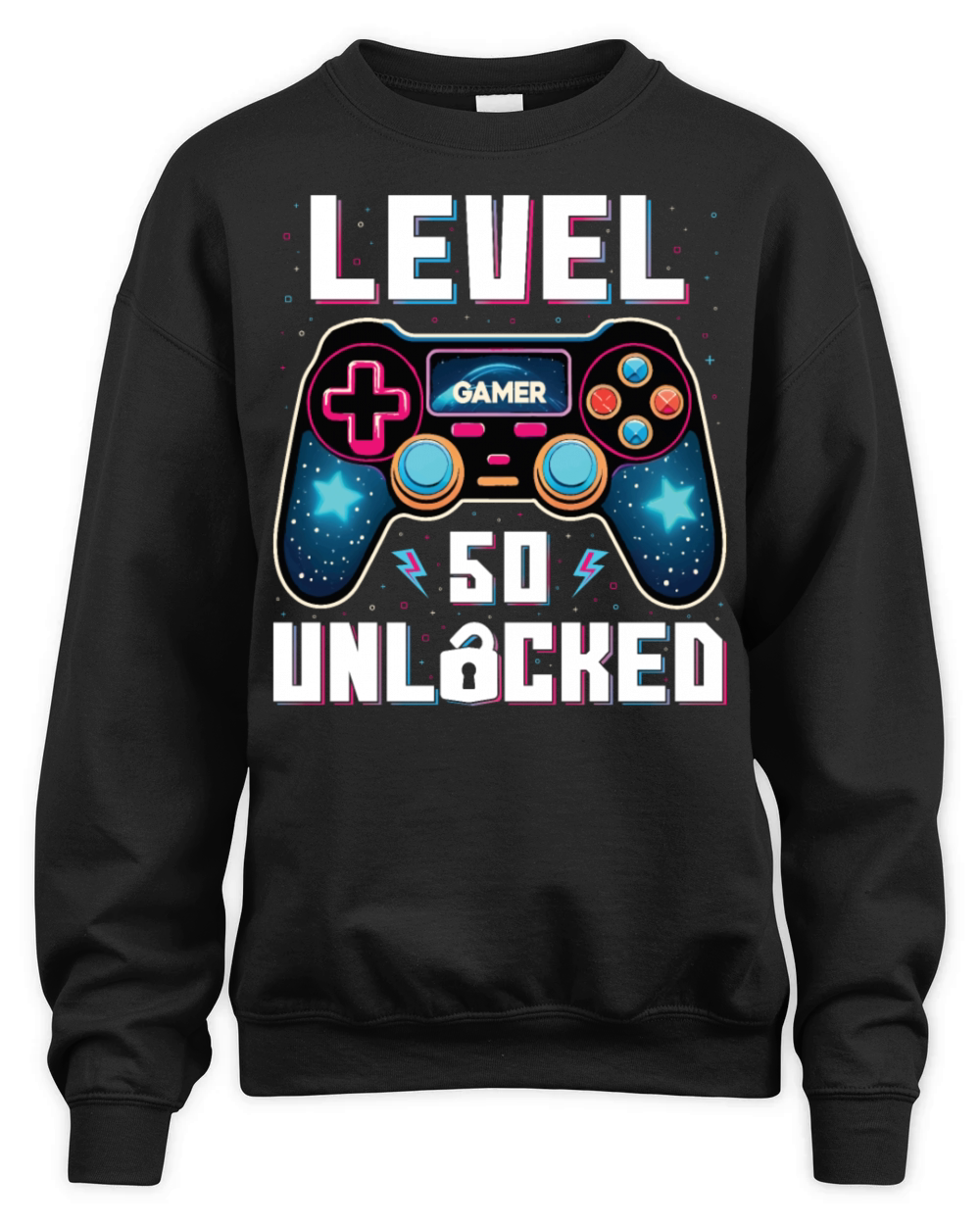 Level 50 Unlocked 50th Birthdays Gamer Gift Unisex Premium Crewneck Sweatshirt